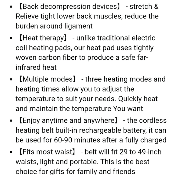 NIB spinal lumbar decompression air traction belt with heat‎ adjustable Gineckoo - Picture 13 of 16